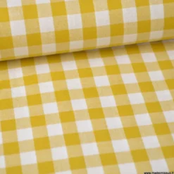 Tissu vichy grands carreaux sur Popeline coloris Moutarde - OEKO TEX