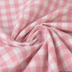 Tissu vichy grands carreaux sur Popeline coloris Vieux Rose - OEKO TEX