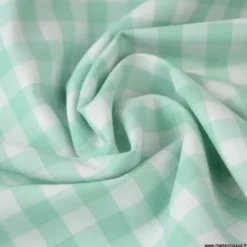 Tissu vichy grands carreaux sur Popeline coloris Vert menthe - OEKO TEX
