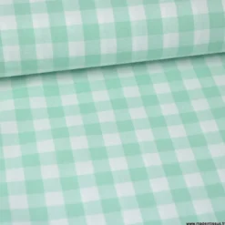 Tissu vichy grands carreaux sur Popeline coloris Vert menthe - OEKO TEX
