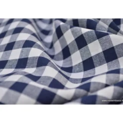Tissu vichy grands carreaux sur Popeline coloris Bleu marine - OEKO TEX