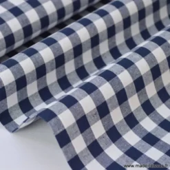 Tissu vichy grands carreaux sur Popeline coloris Bleu marine - OEKO TEX