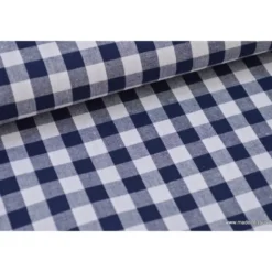 Tissu vichy grands carreaux sur Popeline coloris Bleu marine - OEKO TEX