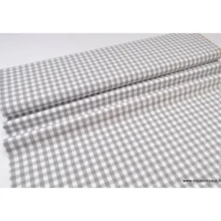 Tissu vichy grands carreaux sur Popeline coloris gris - OEKO TEX