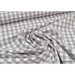 Tissu vichy grands carreaux sur Popeline coloris gris - OEKO TEX