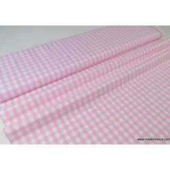 Tissu vichy grands carreaux sur Popeline coloris Rose clair - OEKO TEX