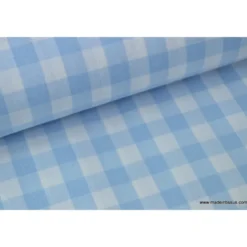 Tissu vichy grands carreaux sur Popeline coloris bleu ciel - OEKO TEX