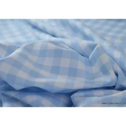 Tissu vichy grands carreaux sur Popeline coloris bleu ciel - OEKO TEX