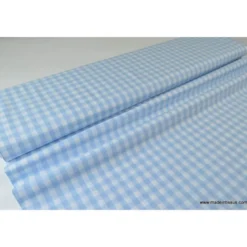 Tissu vichy grands carreaux sur Popeline coloris bleu ciel - OEKO TEX