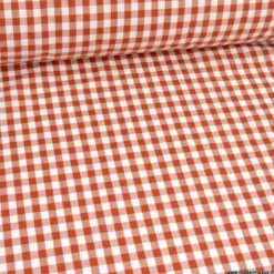 Tissu vichy grands carreaux sur Popeline coloris terracotta - OEKO TEX