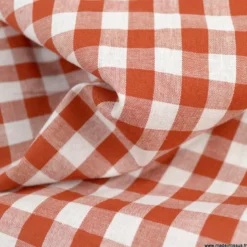 Tissu vichy grands carreaux sur Popeline coloris terracotta - OEKO TEX