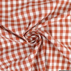 Tissu vichy grands carreaux sur Popeline coloris terracotta - OEKO TEX