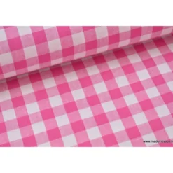 Tissu vichy grands carreaux sur Popeline coloris Fuchsia - Oeko Tex