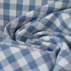 Tissu vichy grands carreaux sur Popeline coloris bleu jean Denim - OEKO TEX