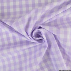 Tissu vichy grands carreaux sur Popeline Lilas - OEKO TEX