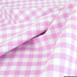 Tissu vichy grands carreaux sur Popeline rose Lilas - OEKO TEX