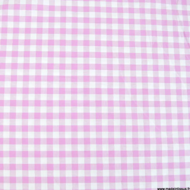 Tissu vichy grands carreaux sur Popeline rose Lilas - OEKO TEX