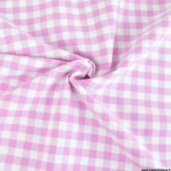 Tissu vichy grands carreaux sur Popeline rose Lilas - OEKO TEX
