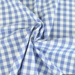 Tissu vichy grands carreaux sur Popeline bleu lavande - OEKO TEX