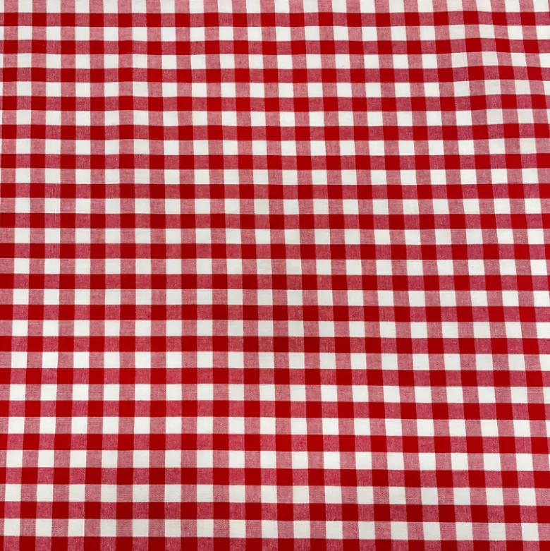 Tissu vichy grands carreaux sur Popeline coloris rouge et blanc - OEKO TEX
