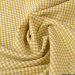 Tissu vichy petits carreaux coton Moutarde et blanc au mètre - OEKO TEX