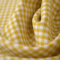 Tissu vichy petits carreaux coton Moutarde et blanc au mètre - OEKO TEX