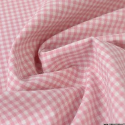 Tissu vichy petits carreaux coton Vieux rose et blanc au mètre - OEKO TEX