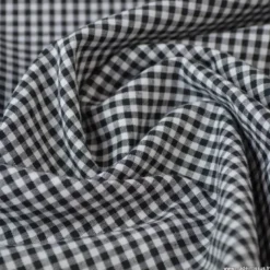 Tissu vichy petits carreaux coton NOIR - OEKO TEX