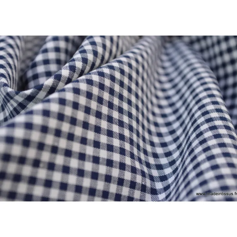 Tissu vichy petits carreaux 100%coton BLEU MARINE - OEKO TEX
