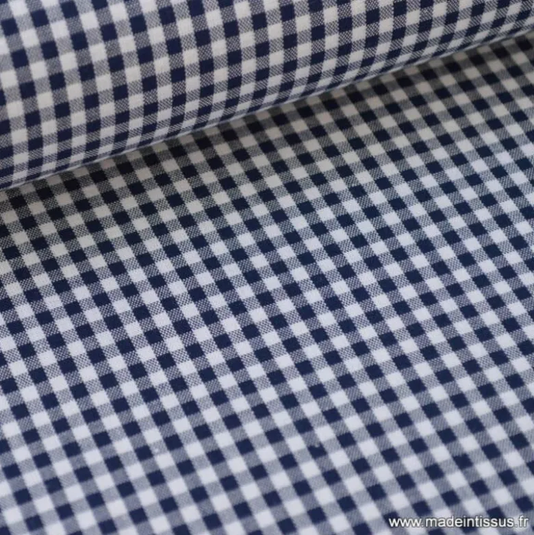 Tissu vichy petits carreaux 100%coton BLEU MARINE - OEKO TEX