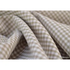 Tissu vichy petits carreaux 100%coton SABLE - Oeko Tex