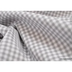 Tissu vichy petits carreaux 100%coton GRIS - OEKO TEX