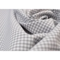 Tissu vichy petits carreaux 100%coton GRIS - OEKO TEX
