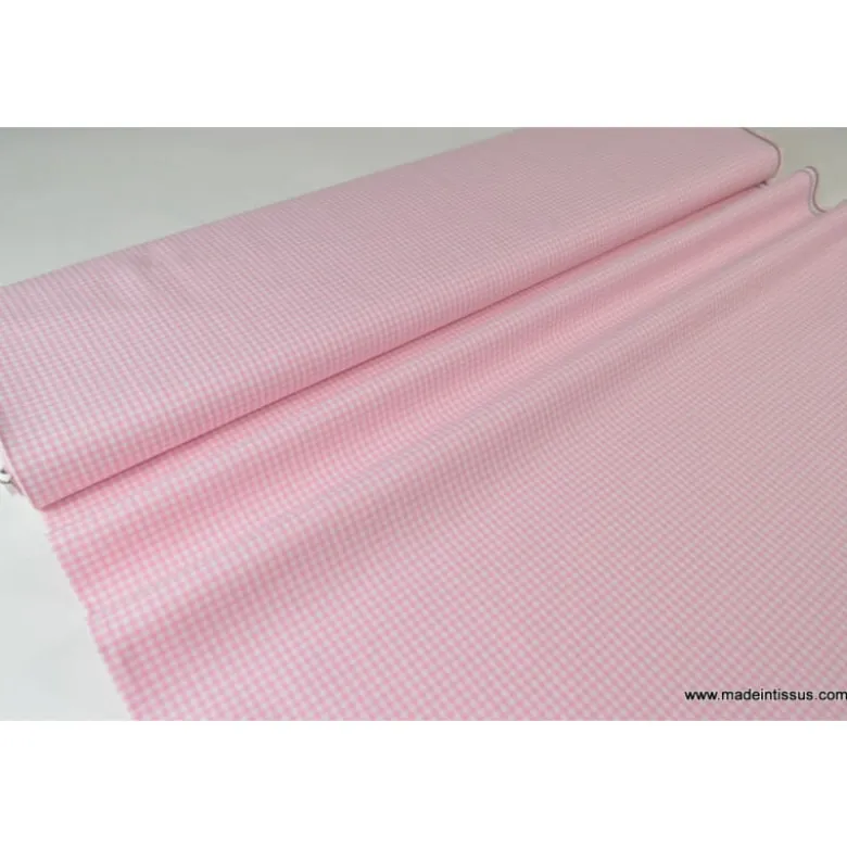 Tissu vichy petits carreaux 100%coton rose et blanc - OEKO TEX
