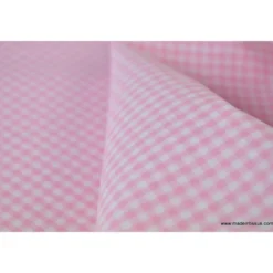 Tissu vichy petits carreaux 100%coton rose et blanc - OEKO TEX