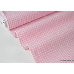 Tissu vichy petits carreaux 100%coton rose et blanc - OEKO TEX