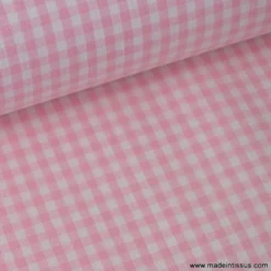 Tissu vichy petits carreaux 100%coton rose et blanc - OEKO TEX
