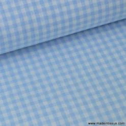 Tissu vichy petits carreaux coton bleu et blanc - OEKO TEX