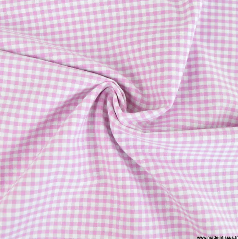 Tissu vichy petits carreaux en rose bonbon - OEKO TEX