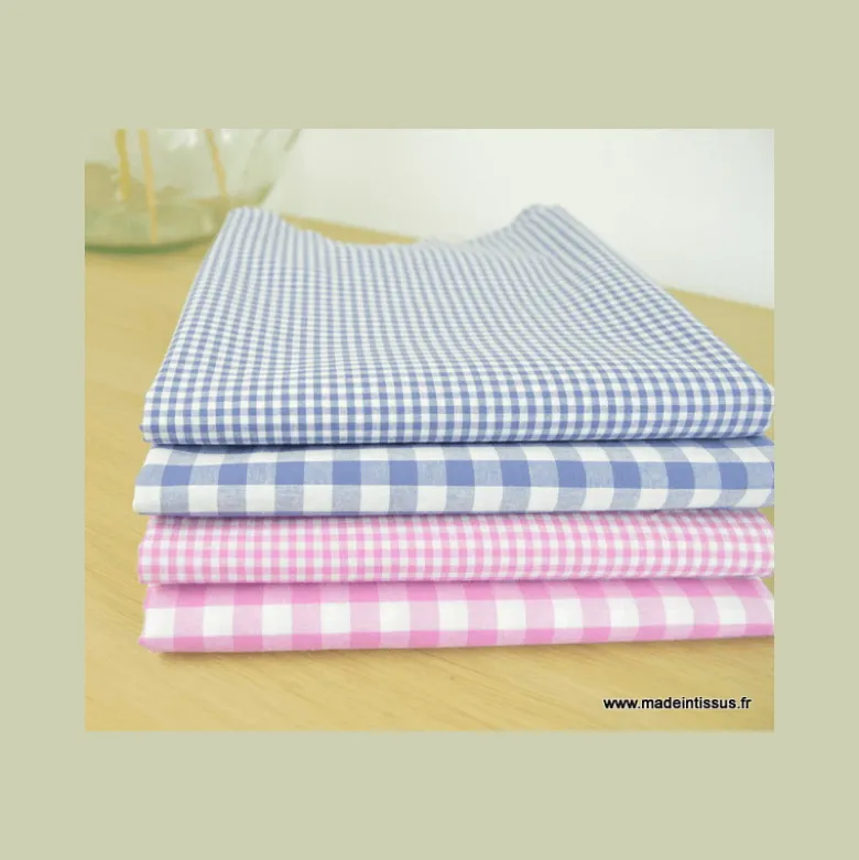 Tissu vichy petits carreaux en rose bonbon - OEKO TEX