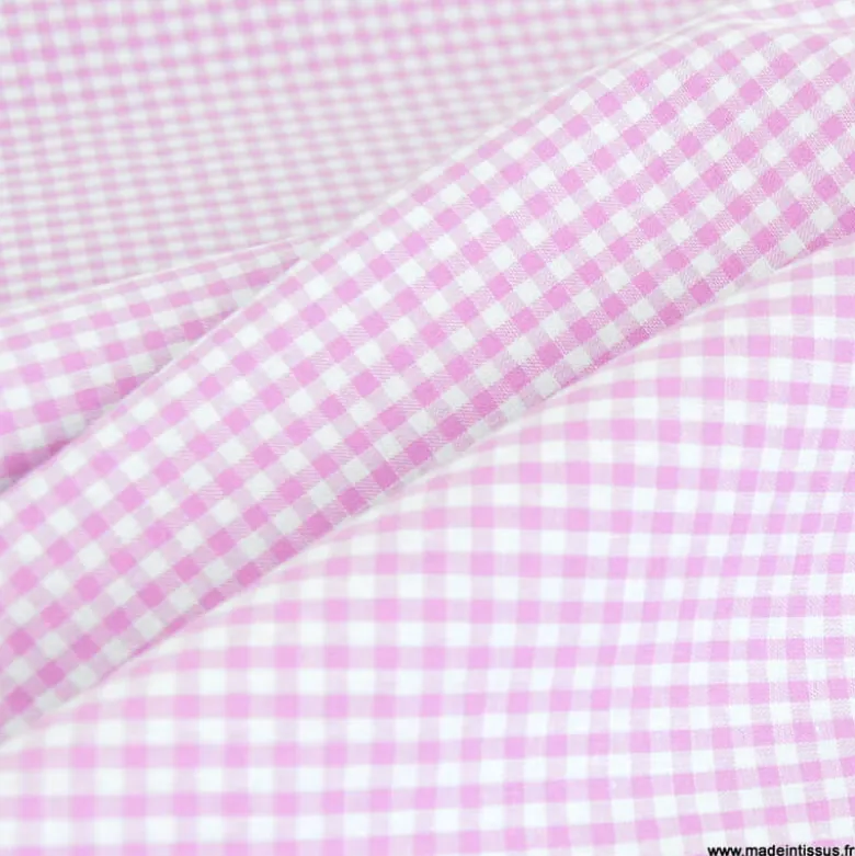 Tissu vichy petits carreaux en rose bonbon - OEKO TEX