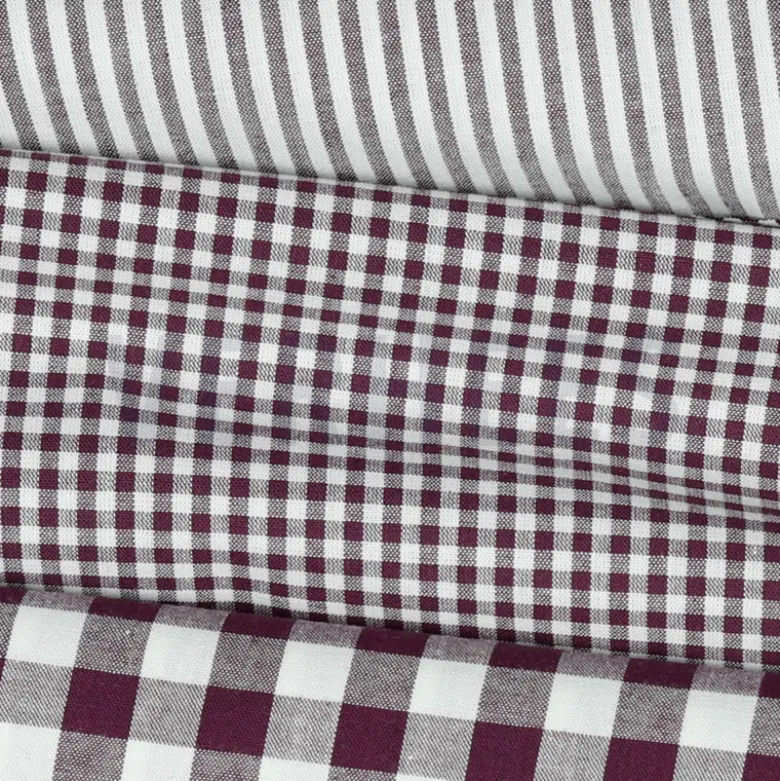 Tissu vichy petits carreaux en coton Aubergine - OEKO TEX