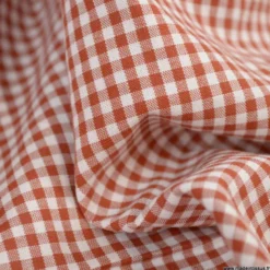 Tissu vichy petits carreaux en coton terracotta - OEKO TEX