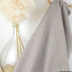 Tissu vichy petits carreaux marron et blanc - OEKO TEX