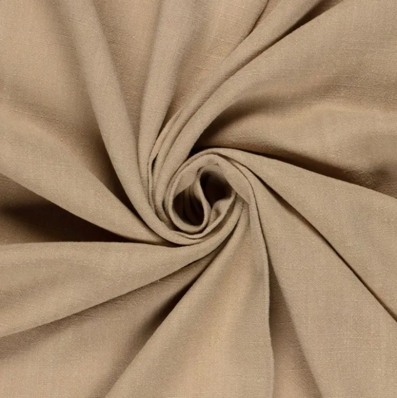 Tissu viscose et lin coloris camel – Souple et élégant