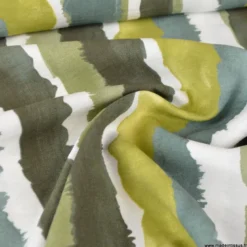 Tissu viscose grandes rayures Kaki