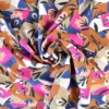 Tissu viscose imprimée Paloma – fleurs graphiques fuchsia, ocre et bleu
