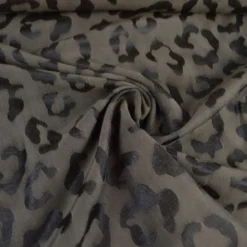 Tissu viscose jacquard motif léopard chocolat
