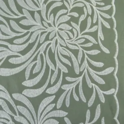 Tissu viscose lin brodé & festonné - Vert