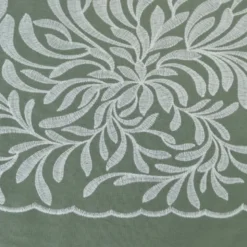 Tissu viscose lin brodé & festonné - Vert